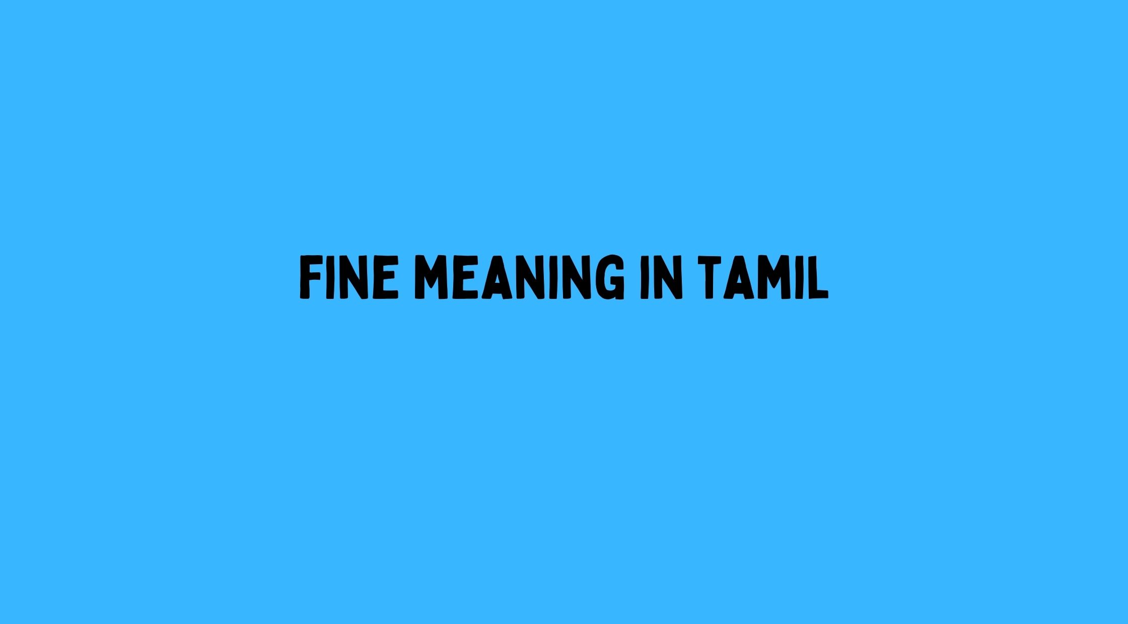 Fine Meaning in Tamil